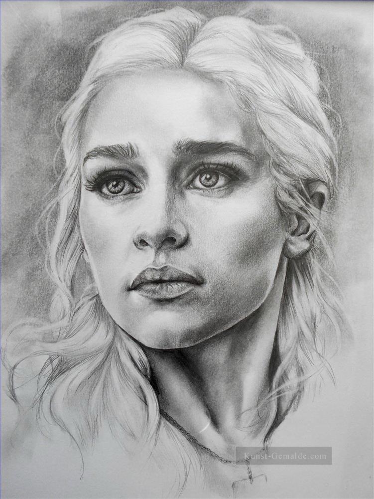 Porträt von Daenerys Targaryens Skizze Spiel der Throne Ölgemälde